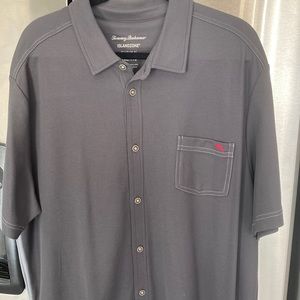 Tommy Bahama Island Zone Supima charcoal grey button down shirt